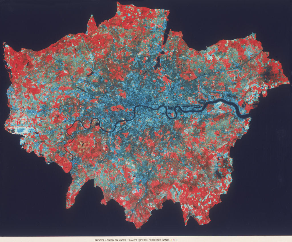 Detail of Composite Landsat false colour image of Greater London, 1979 by Unknown