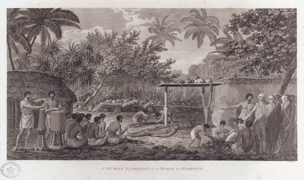 Detail of Human sacrifice on Tahiti in the South Pacific, c1773 by W Woollett