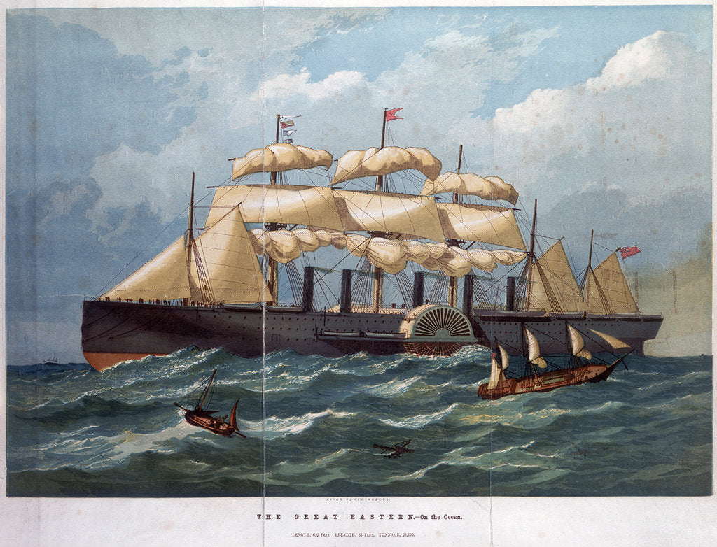 Detail of PSS Great Eastern on the ocean, 1858 by Unknown