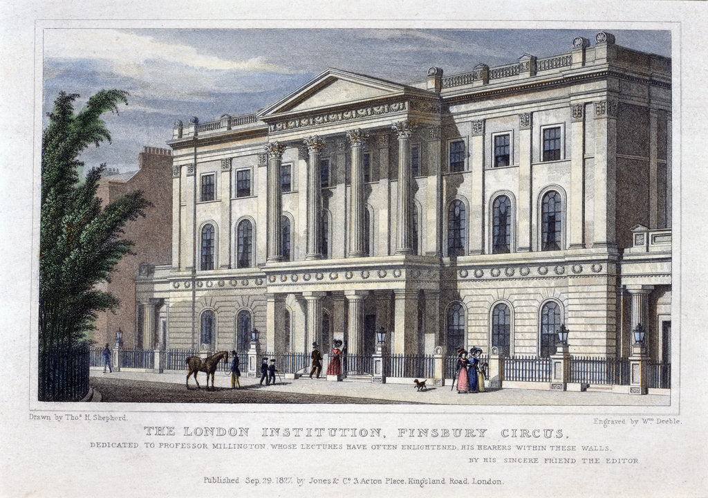 Detail of The London Institution, Finsbury Circus, London, 1827 by William Deeble