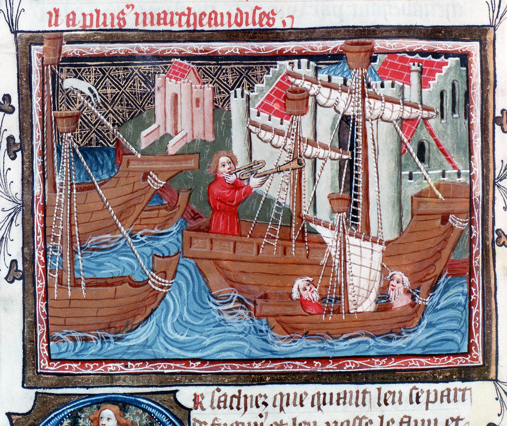 Detail of Indian sailing ships described by Marco Polo, 15th century by Unknown