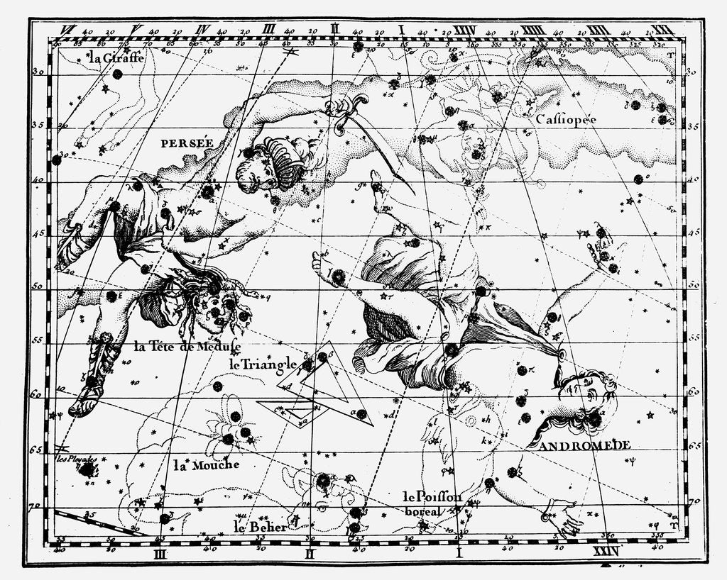 Detail of Map of stellar constellations, 1775 by Anonymous