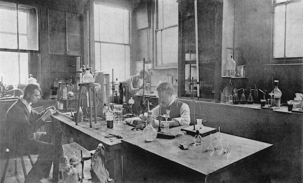 Detail of Industrial laboratory at Thomas Firth & Son's Norfolk Works, Sheffield, c1900 by Unknown