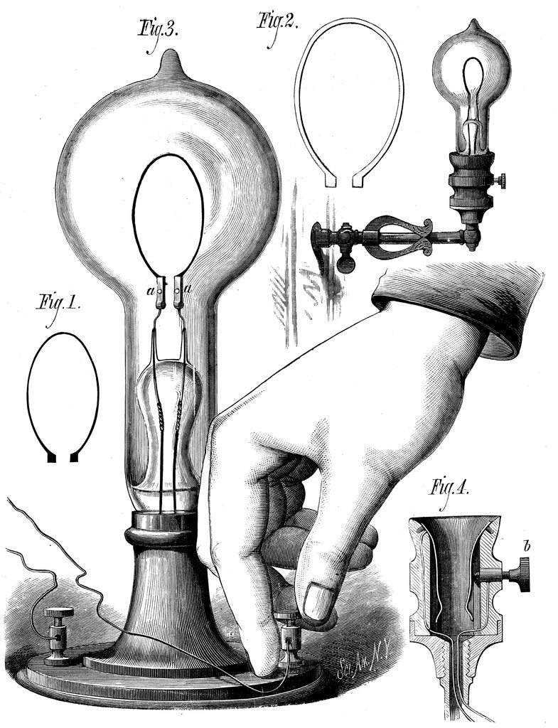 Detail of Edison's carbon filament lamp, 1880 by Unknown