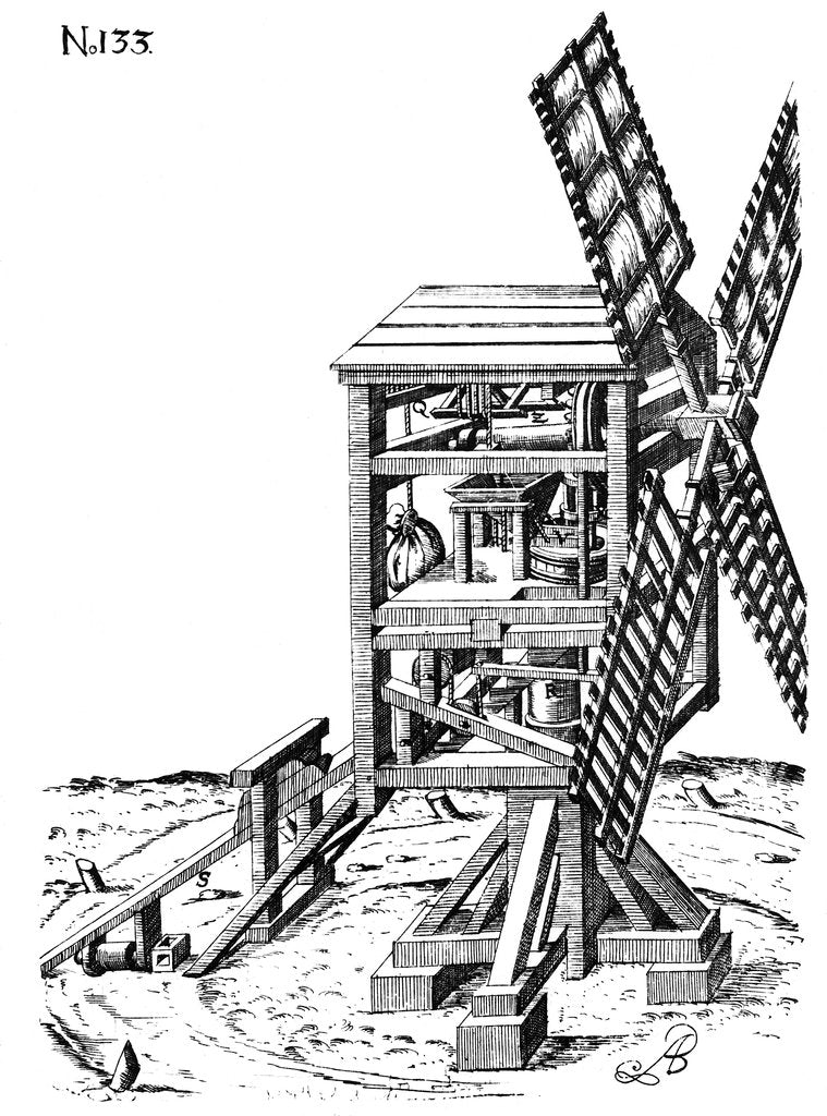 Detail of Post mill, 1620 by Unknown