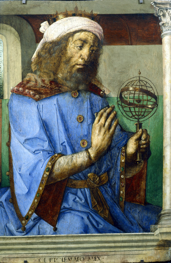 Detail of Ptolemy, Alexandrian Greek astronomer and geographer, late 15th century by Pedro Berruguete