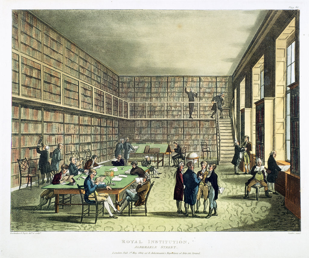 Detail of Library of the Royal Institution, Albermarle Street, London, 1808-1811 by Thomas Rowlandson