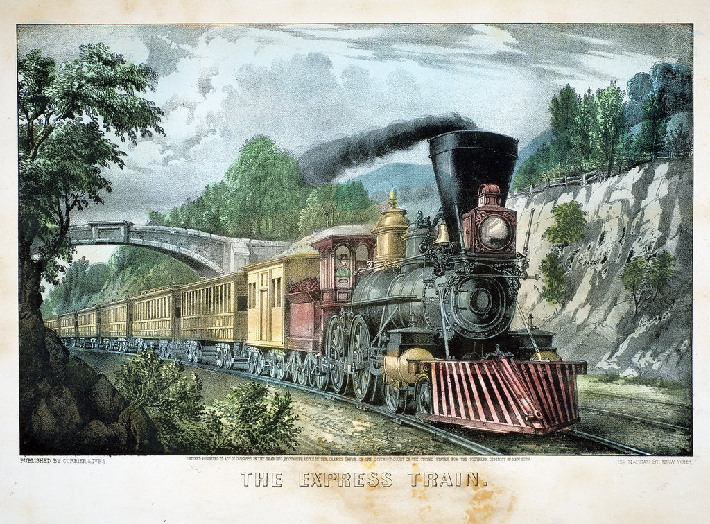 Detail of The Express Train, USA, 1870 by Currier and Ives