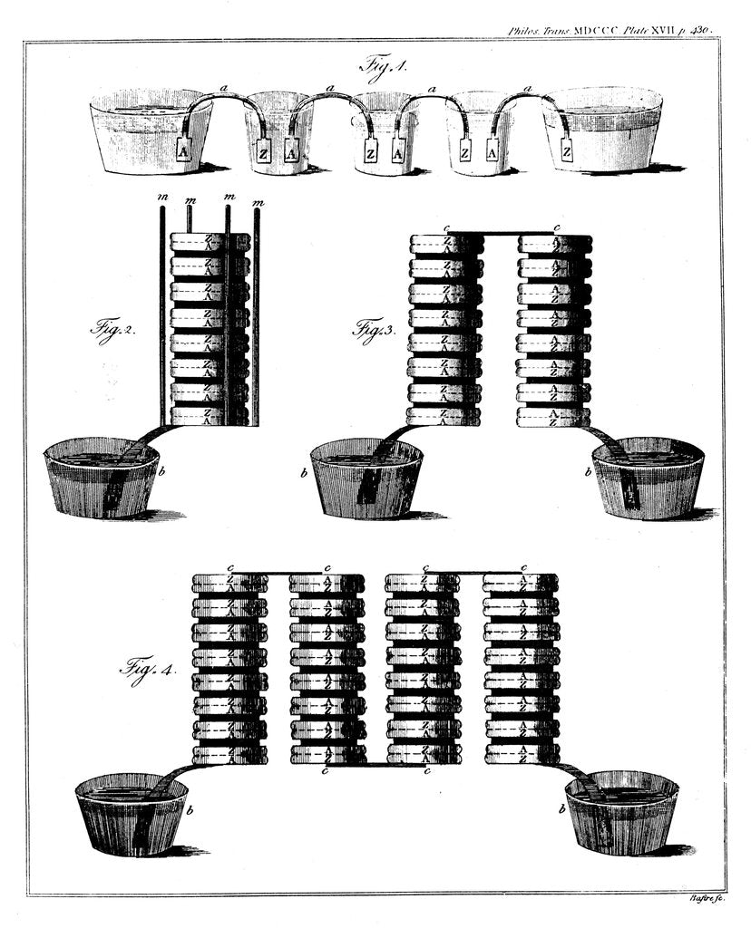 Detail of Alessandro Volta's wet pile battery, 1800 by Unknown