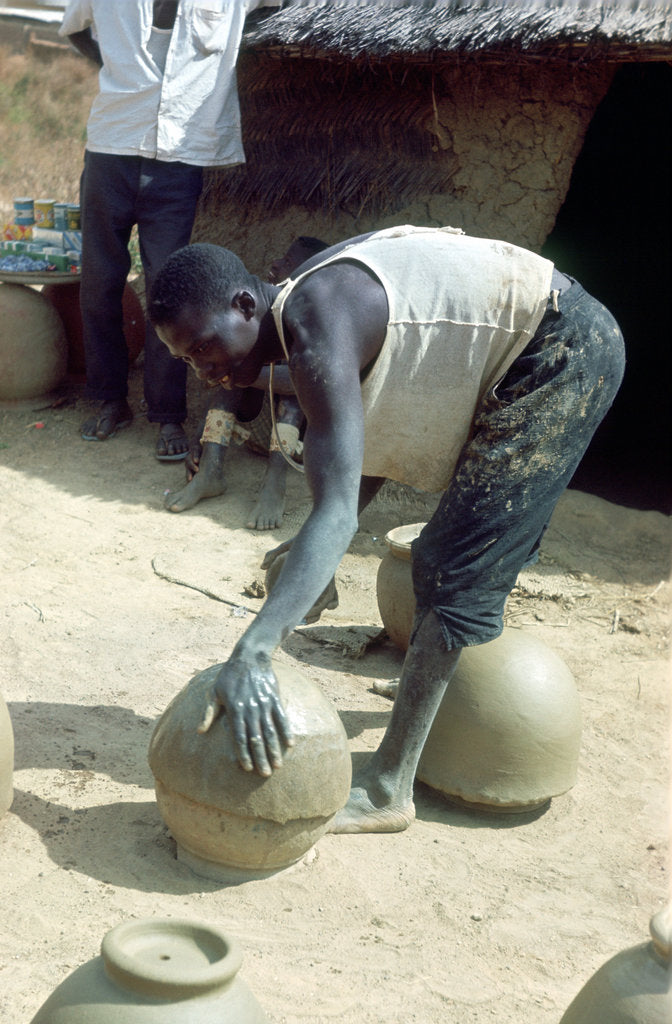 Detail of Making pots without a wheel, Nigeria, c1966 by Unknown