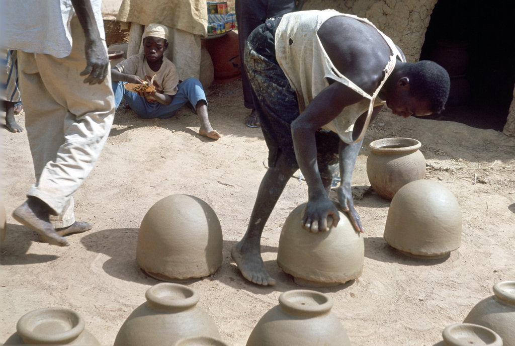 Detail of Making pots without a wheel, Nigeria, c1966 by Unknown