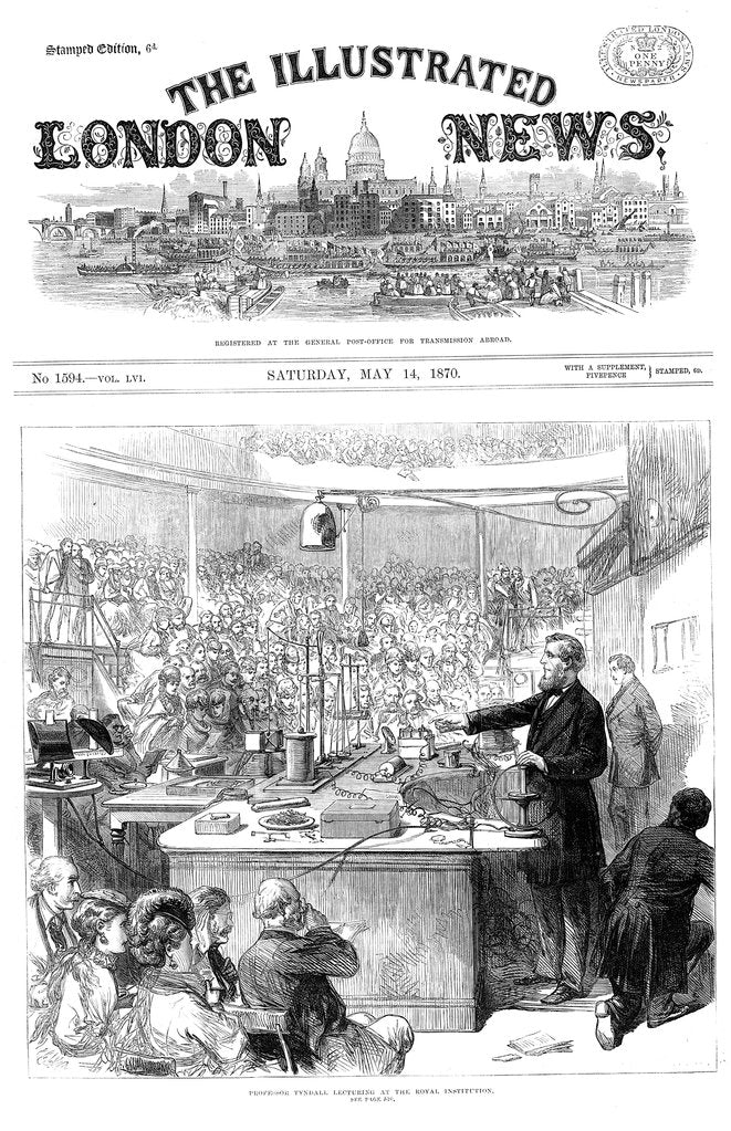 Detail of John Tyndall lecturing on electromagnetism at the Royal Institution, London. May 1870 by Unknown