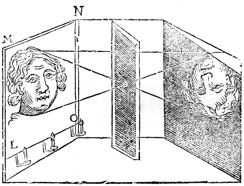 Detail of Illustration of the principle of the camera obscura, 1671 by Unknown