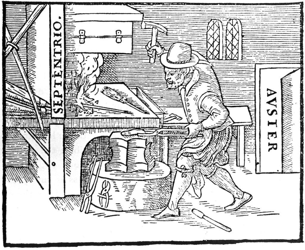 Detail of Forging a magnet, 1600 by Unknown