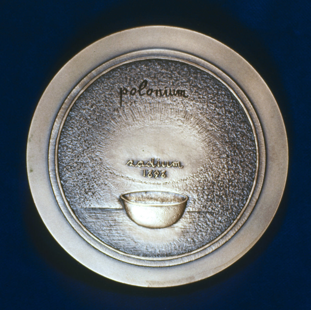 Detail of Medal commemorating Marie Sklodowska Curie, Polish-born French physicist, 1967 by Unknown