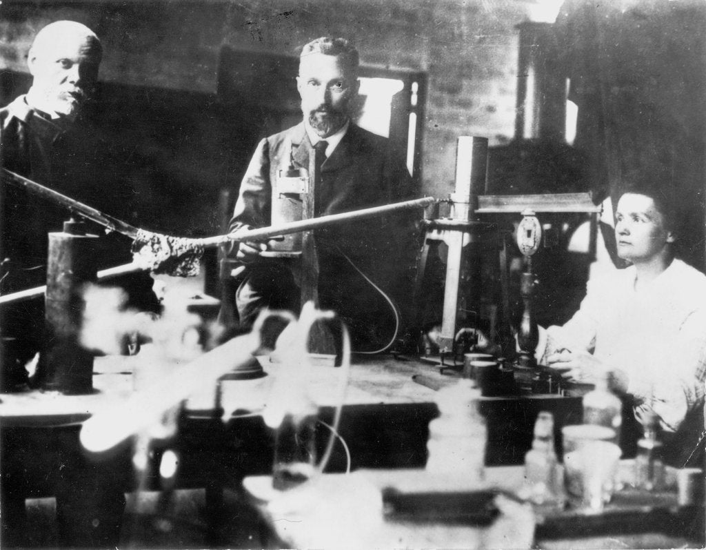 Detail of Pierre and Marie Curie, French scientists, at work in the laboratory by Unknown