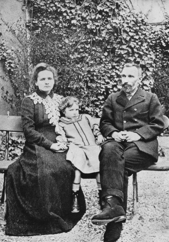 Detail of Pierre and Marie Curie, French scientists, with their daughter Irene, 1904 by Unknown