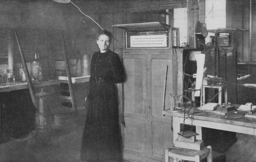 Detail of Marie Curie, Polish-born French physicist, in her laboratory, 1912 by Unknown