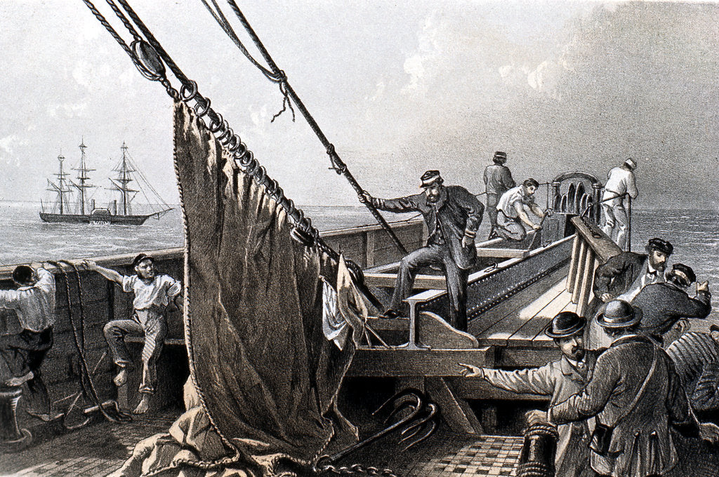 Detail of Laying the transatlantic telegraph cable, 1865 (1866) by Unknown