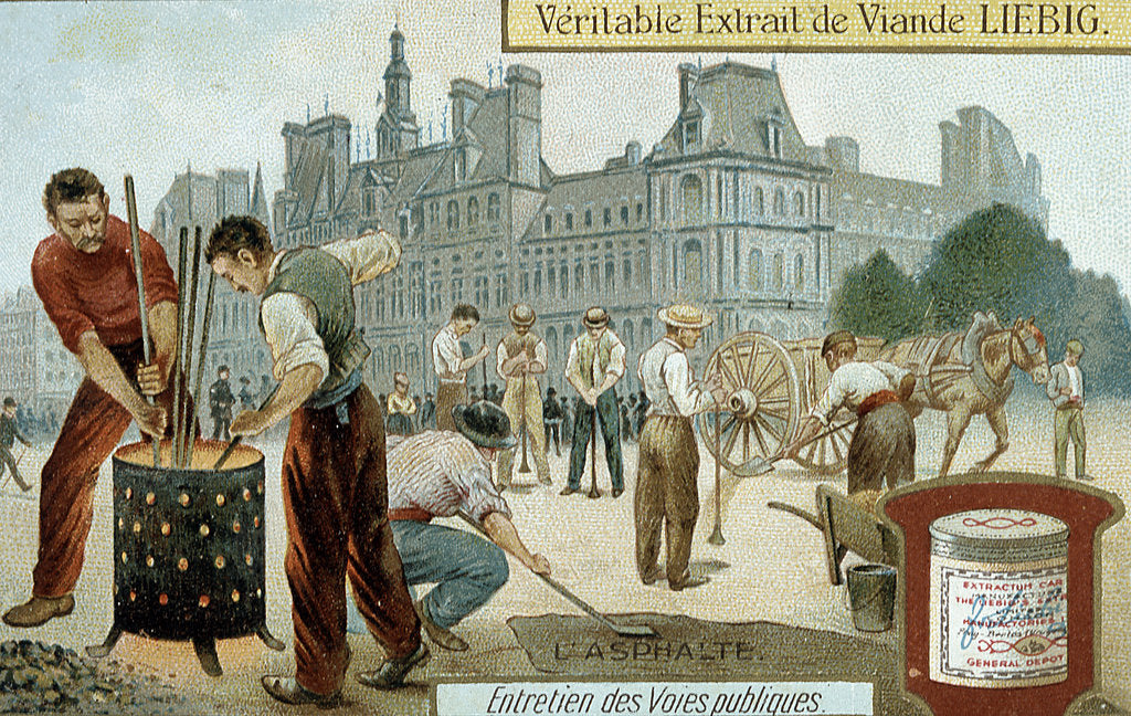 Detail of Laying an asphalt-based surface in a Paris street, c1900 by Unknown