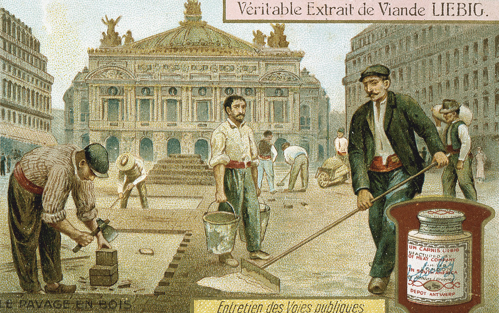 Detail of Surfacing a Paris street with wooden blocks, c1900 by Unknown