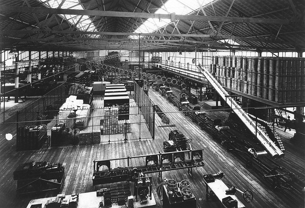 Detail of Part of the production line at Ford's Highland Park factory, Detroit, Michigan, USA, c1914 by Unknown