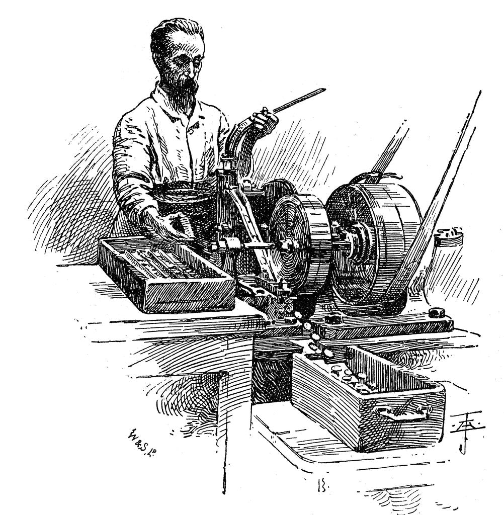 Detail of Milling the edges of coins, Royal Mint, London, 1891 by Unknown