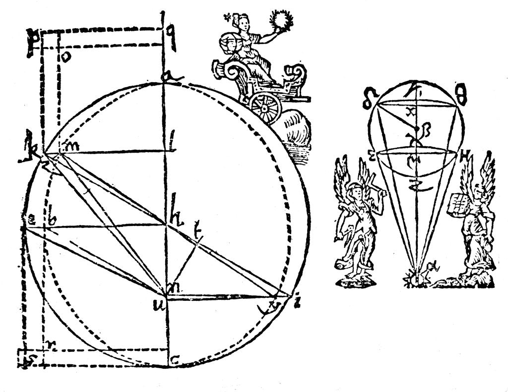 Detail of Kepler's illustration to explain his discovery of the elliptical orbit of Mars, 1609 by Unknown