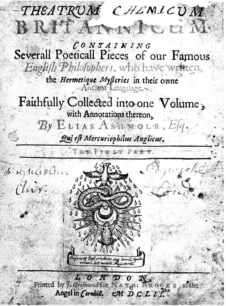 Detail of Title page of Elias Ashmole's Theatrum Chemicum Britannicum, 1652 by Unknown