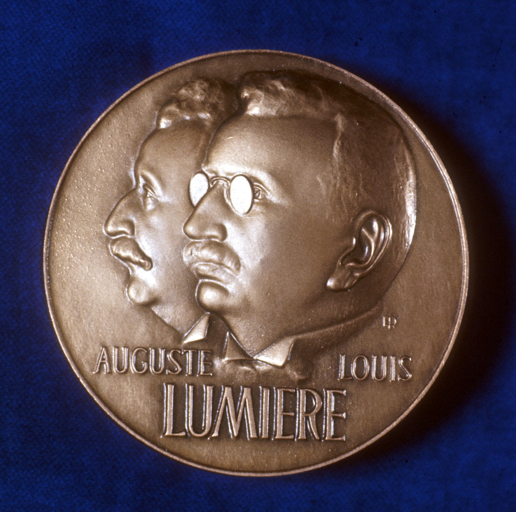 Detail of Obverse of medal commemorating 50 years of cinematography by the Lumiere brothers, 1945 by Unknown