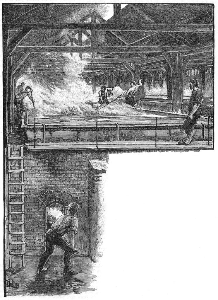 Detail of Shovelling salt at South Durham Salt Works, 1884 by Unknown