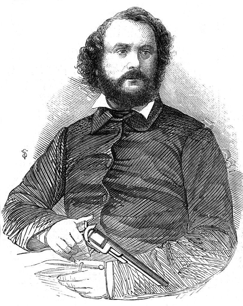 Detail of Samuel Colt (1814-1862), inventor of the Colt revolver, 1856 by Unknown