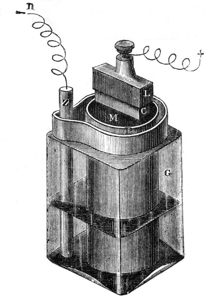 Detail of Leclanche wet cell, an early storage battery, 1887 by Unknown