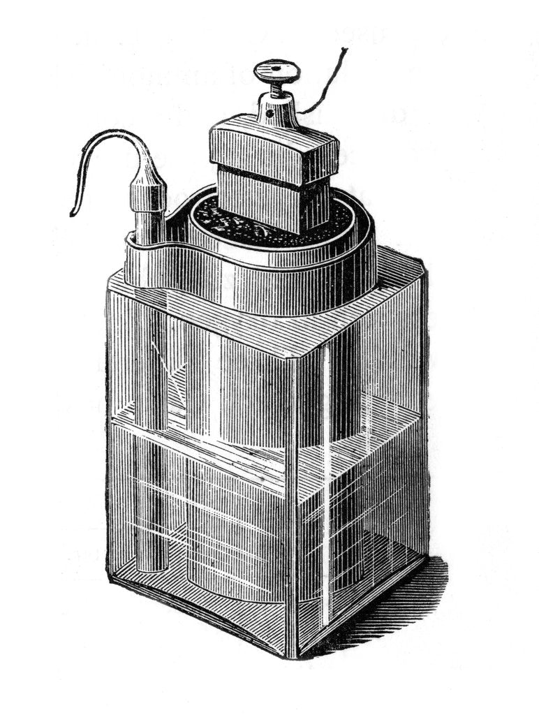 Detail of Leclanche wet cell, an early storage battery, 1896 by Unknown