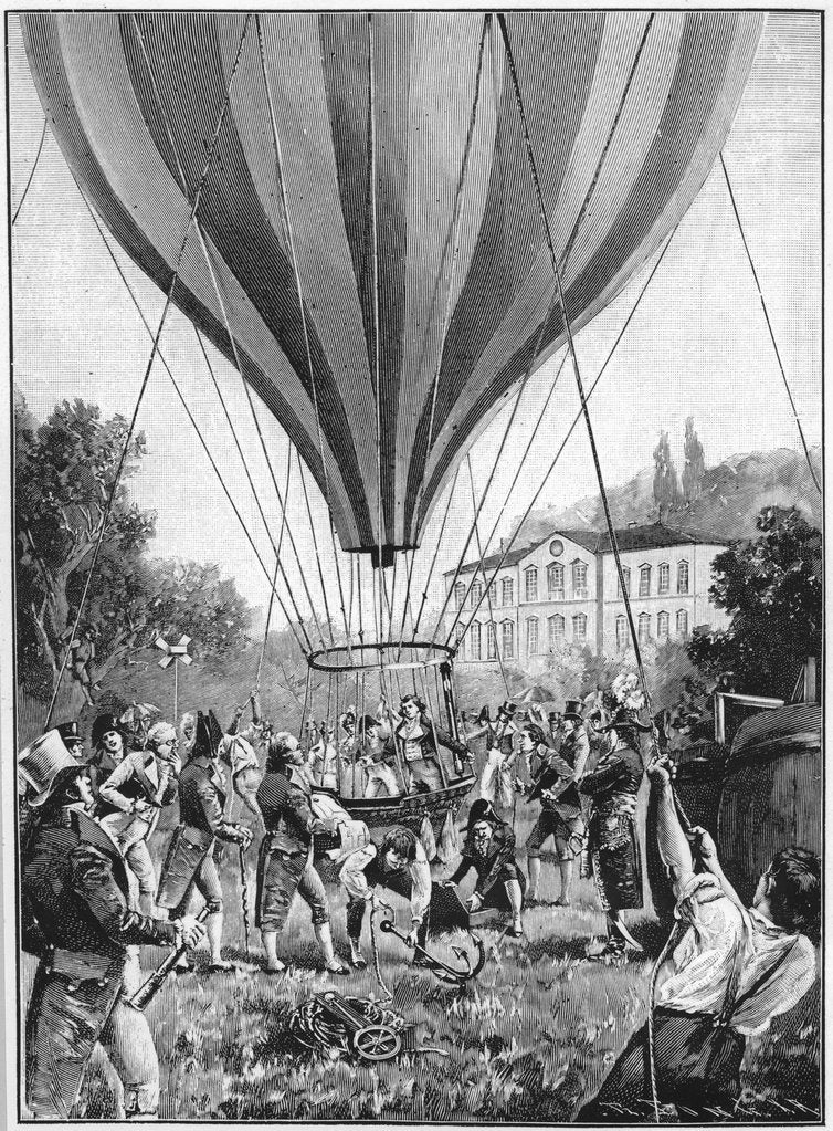 Detail of Joseph Louis Gay-Lussac making a balloon ascent from Paris, 14 September 1804 (1910) by Unknown