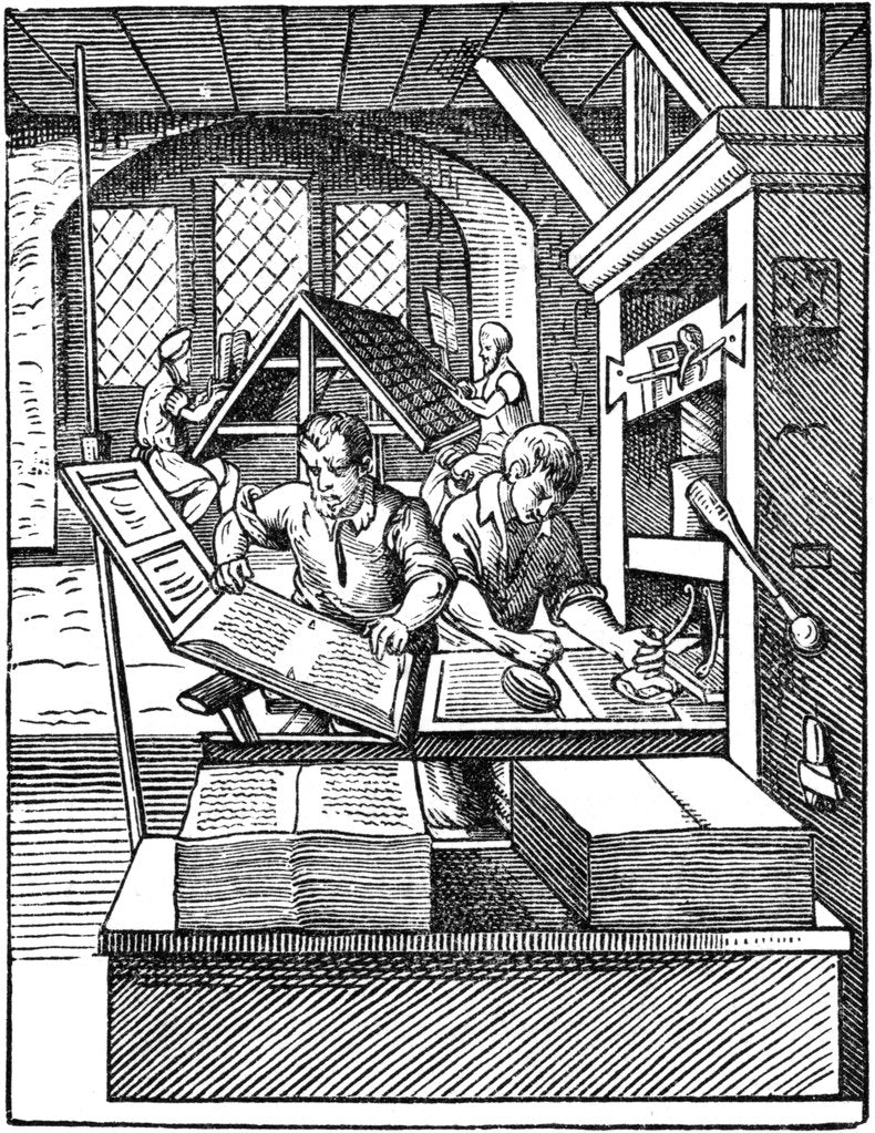 Detail of The Printer's Workshop, 1568 by Jost Amman