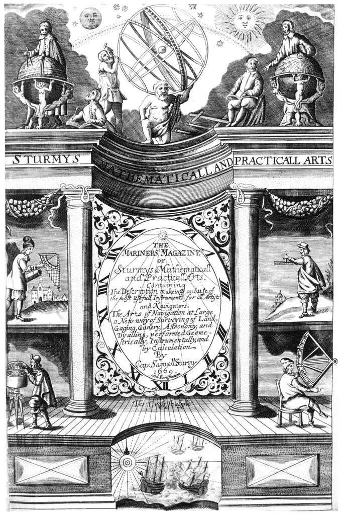 Detail of Title page of Samuel Sturmy, Mariners Magazine, London, 1669 by Samuel Sturmy