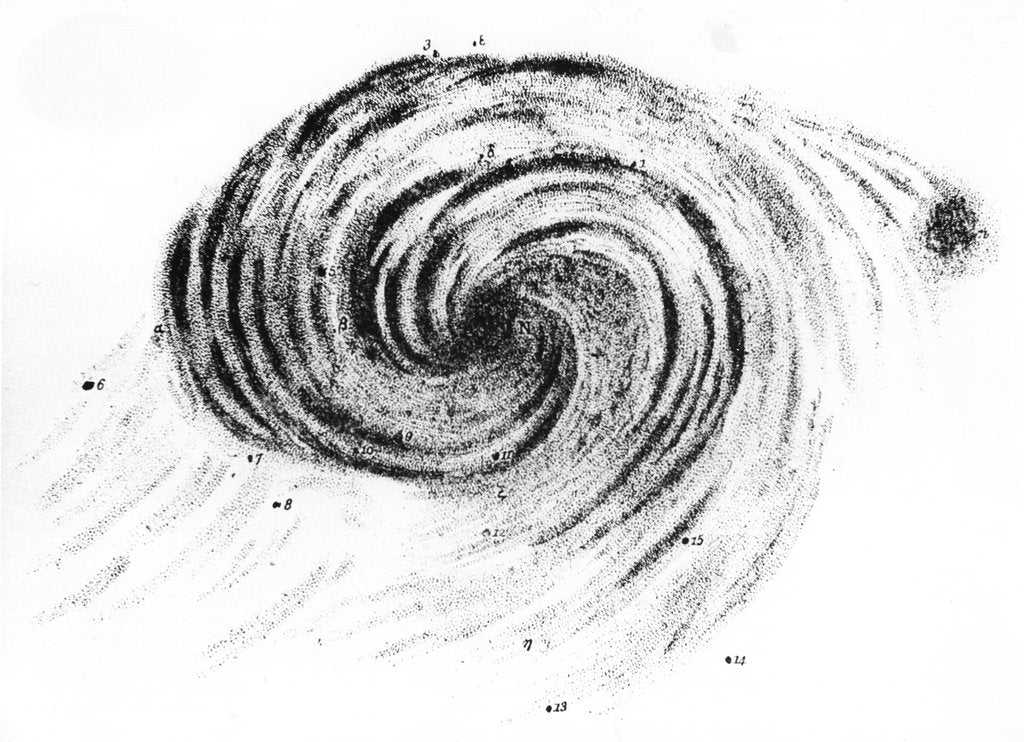 Detail of Observation of a spiral galaxy in Canes Venatici drawn by Lord Rosse, 1850 by William Parsons