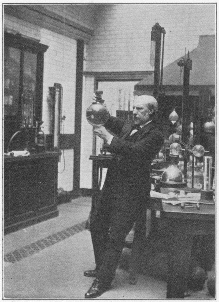 Detail of James Dewar, Scottish chemist and physicist in his laboratory, c1890 by Unknown