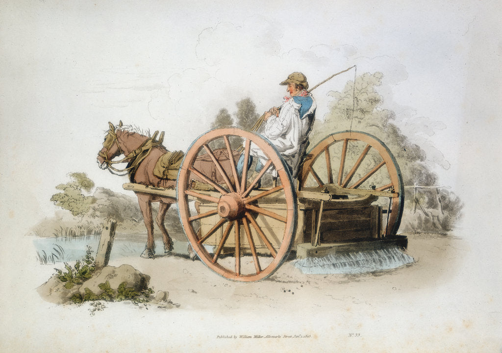 Detail of Watering cart for keeping down dust on roads, 1808 by William Henry Pyne