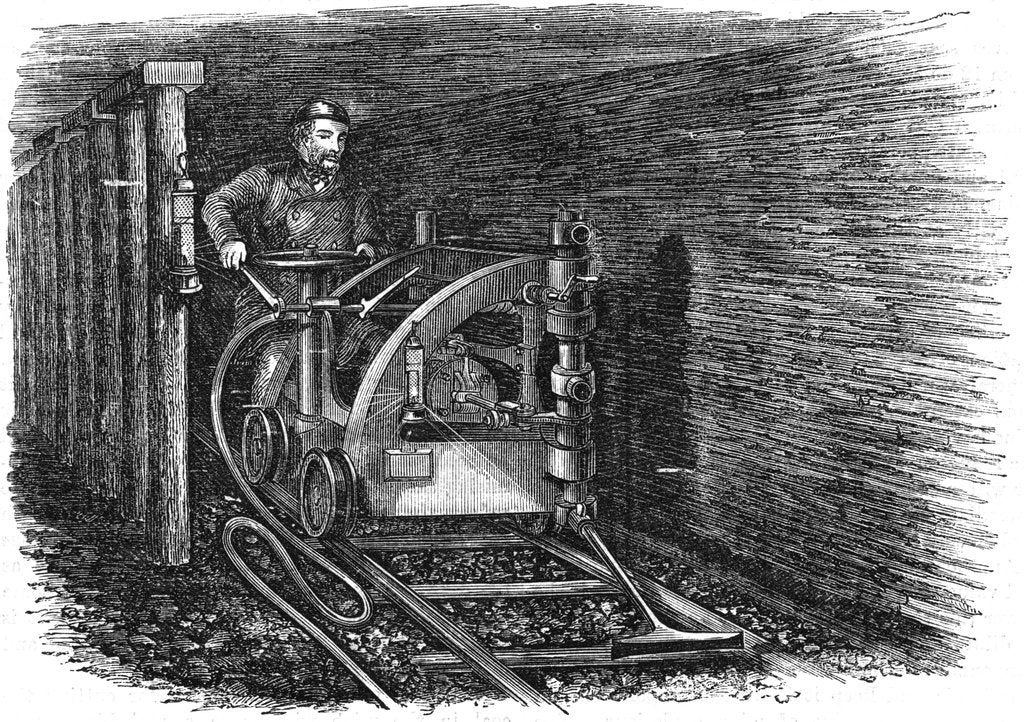 Detail of Rail mounted coal cutting machine, 1864 by Unknown