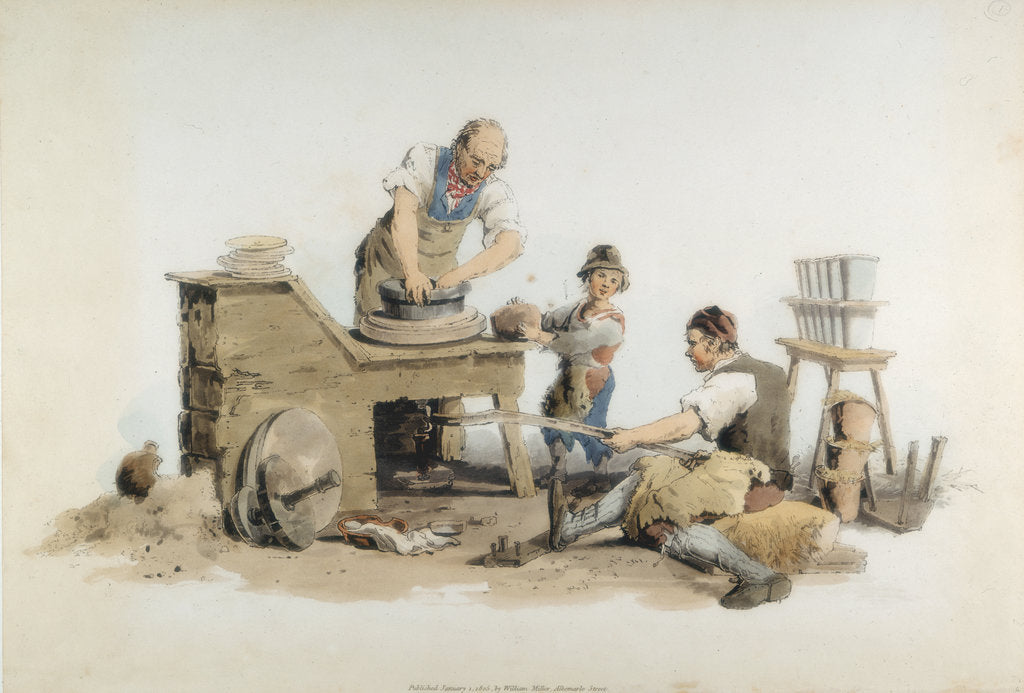 Detail of Making flower pots, 1808 by William Henry Pyne