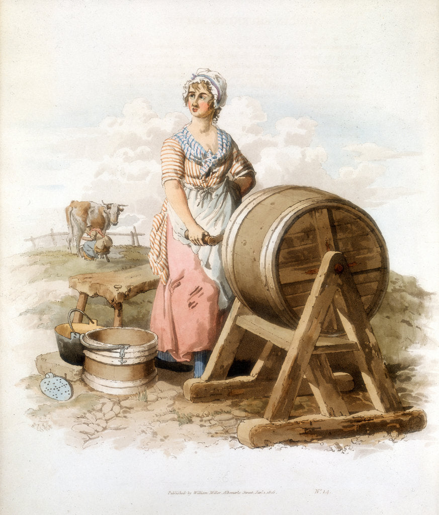 Detail of Women making butter, 1808 by William Henry Pyne