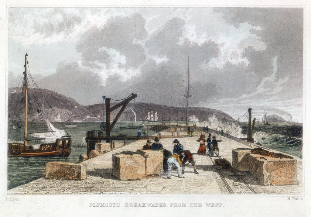 Detail of Plymouth Breakwater from the West, 1829 by Thomas Allom