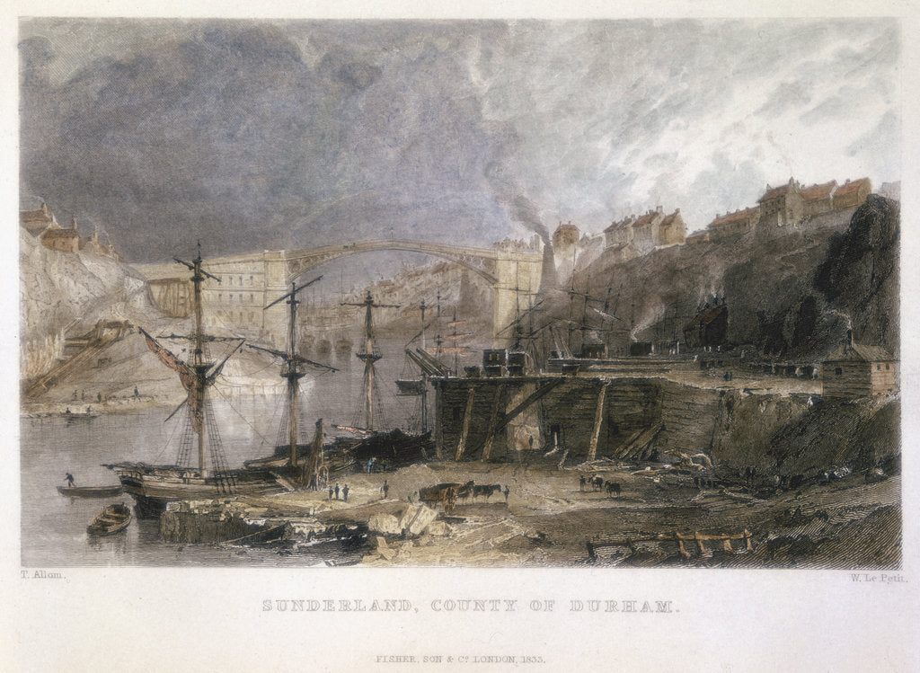 Detail of View of Sunderland and the Iron Bridge looking eastwards, 1833 by Unknown