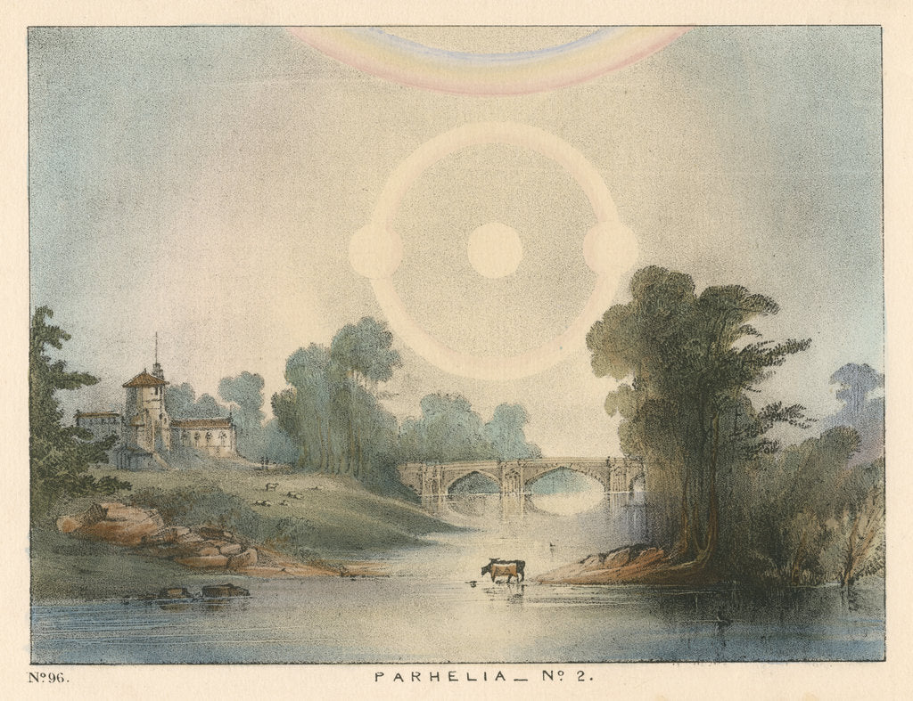 Detail of Parhelia (mock suns) combined with a halo and rainbow, 1721 (1845) by Unknown