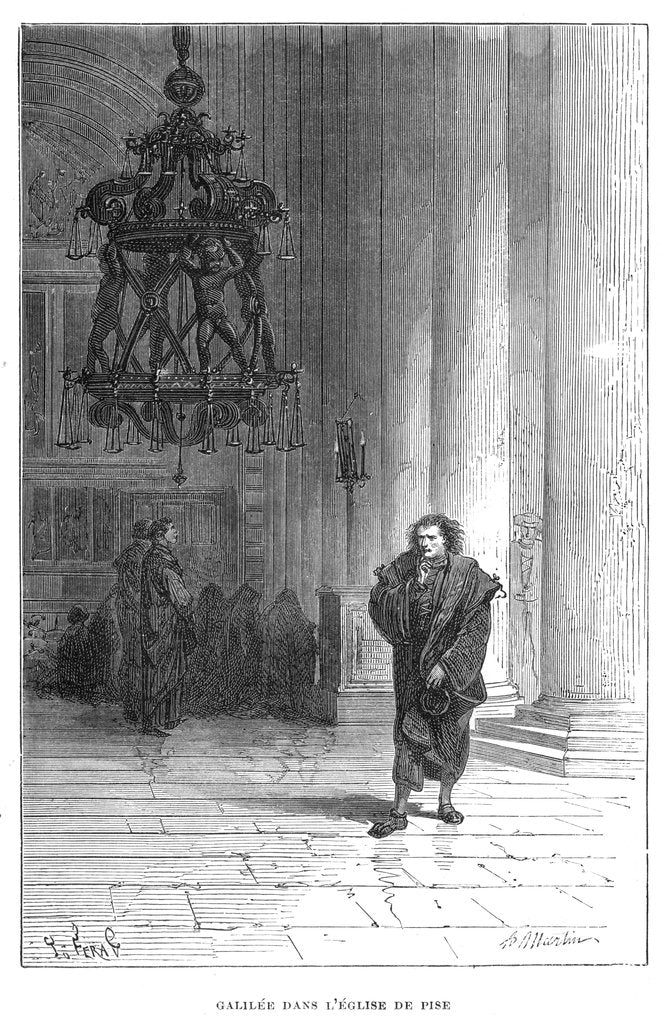 Detail of Galileo observing the swaying of the chandelier in Pisa Cathedral, c1584 (1870) by Unknown