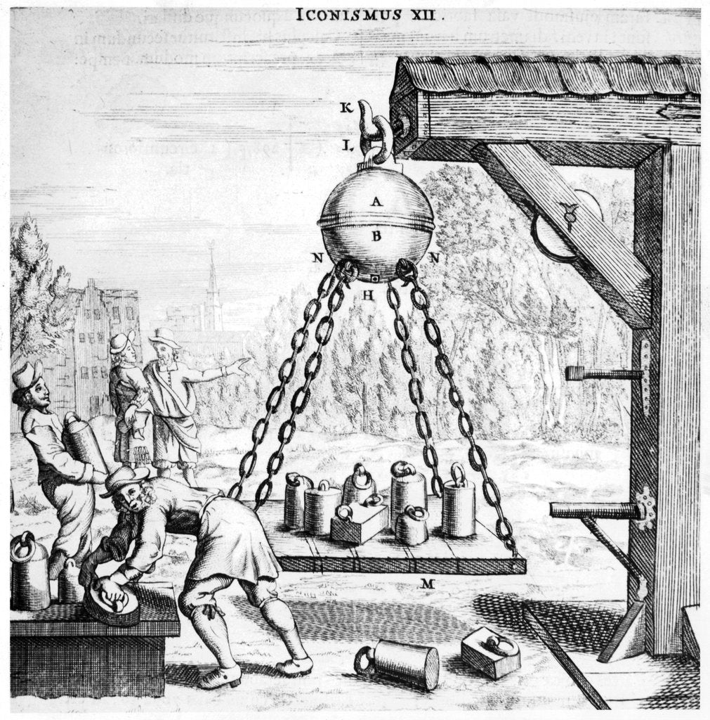 Detail of Von Guericke's demonstration of the power of air pressure, 1672 by Unknown