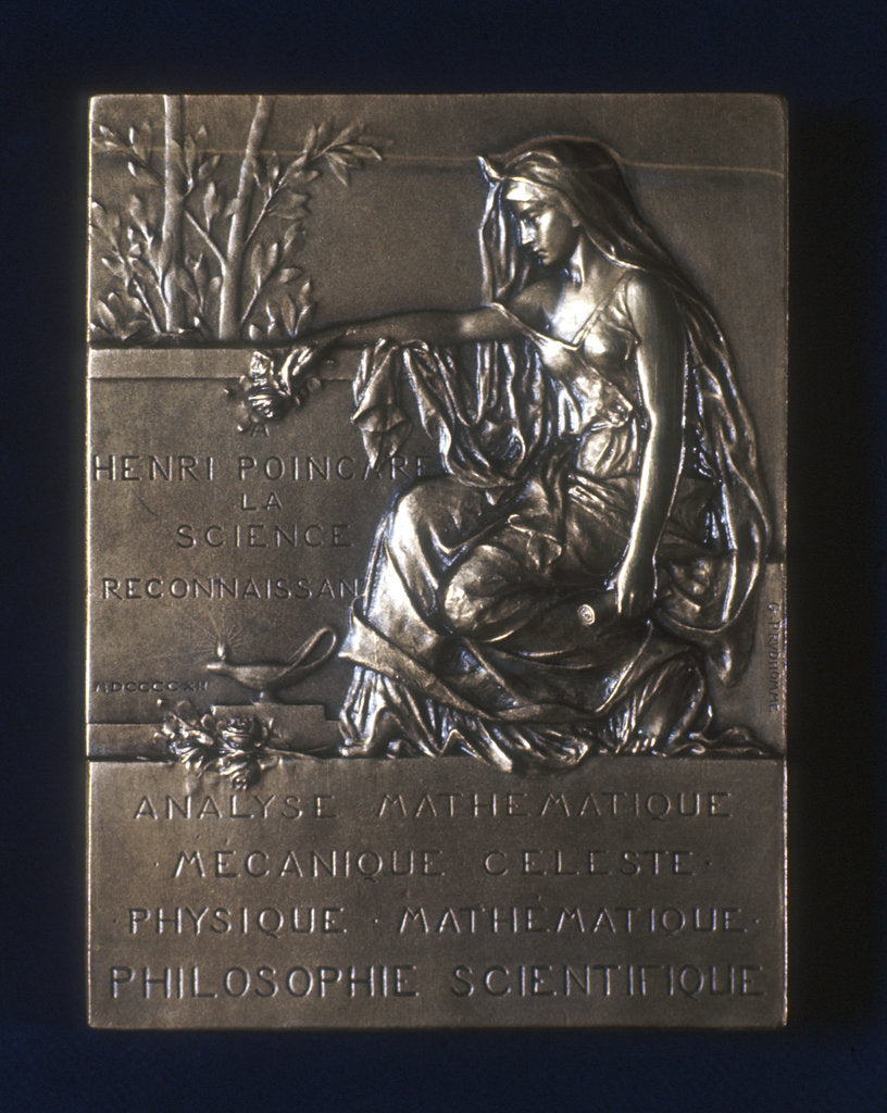 Detail of Plaquette commemorating the death of Henri Poincare, French mathematician, 1912 by Unknown