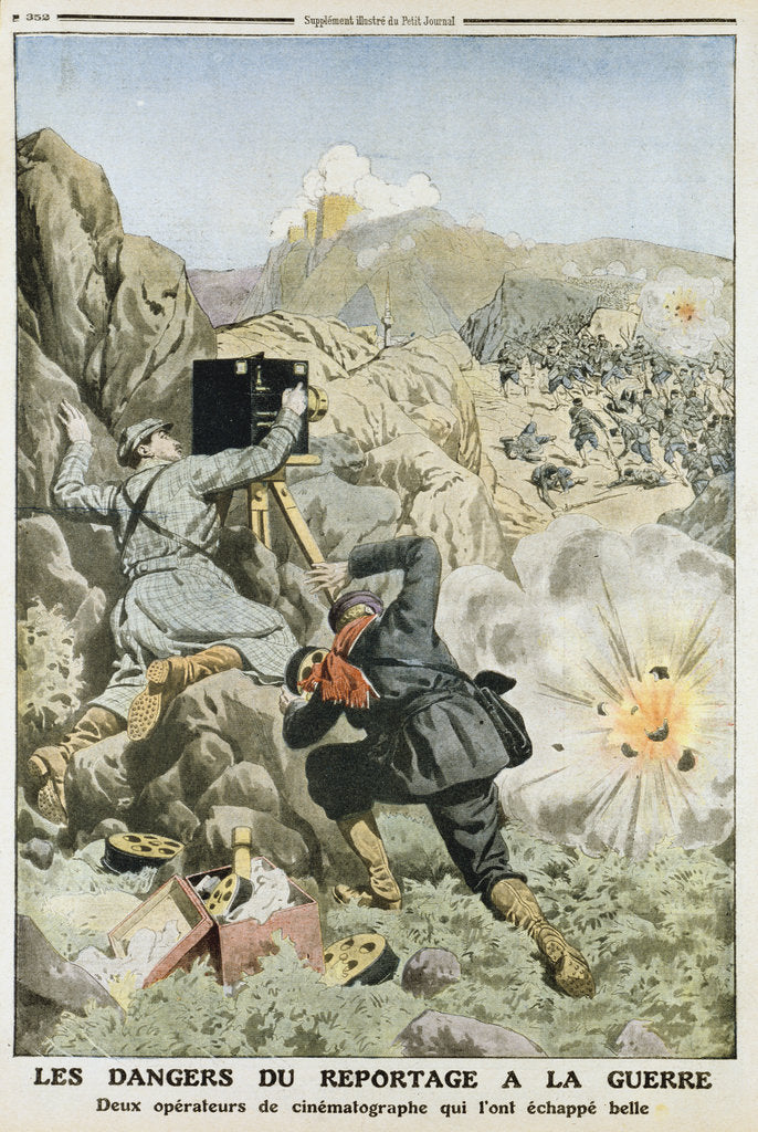 Detail of Cameramen under fire while filming in the First Balkan War, 1912 by Unknown